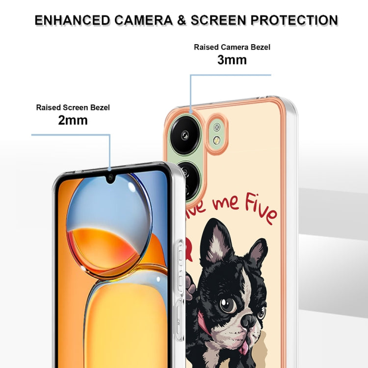 For Xiaomi Redmi 13C 4G Electroplating Marble Dual-side IMD Phone Case(Lucky Dog) - 13C Cases by PMC Jewellery | Online Shopping South Africa | PMC Jewellery | Buy Now Pay Later Mobicred