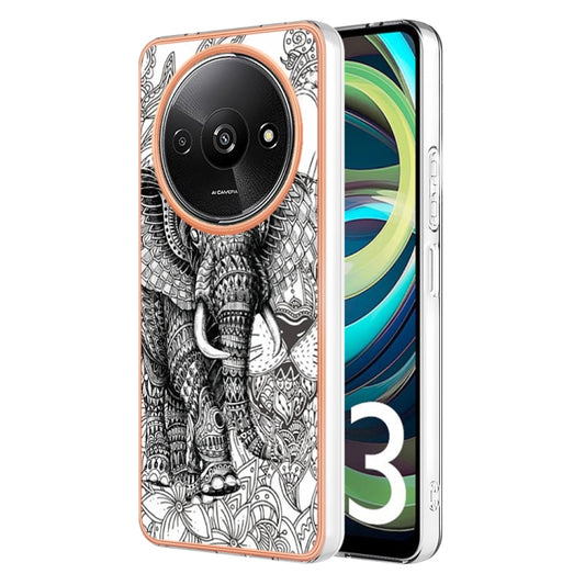 For Xiaomi Redmi A3 Electroplating Marble Dual-side IMD Phone Case(Totem Elephant) - Xiaomi Cases by PMC Jewellery | Online Shopping South Africa | PMC Jewellery | Buy Now Pay Later Mobicred