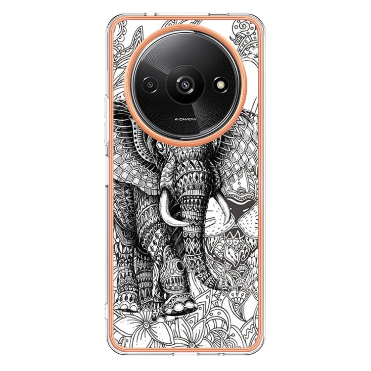 For Xiaomi Redmi A3 Electroplating Marble Dual-side IMD Phone Case(Totem Elephant) - Xiaomi Cases by PMC Jewellery | Online Shopping South Africa | PMC Jewellery | Buy Now Pay Later Mobicred