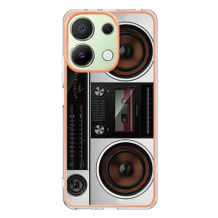 For Xiaomi Redmi Note 13 4G Global Electroplating Marble Dual-side IMD Phone Case(Retro Radio) - Note 13 Cases by PMC Jewellery | Online Shopping South Africa | PMC Jewellery | Buy Now Pay Later Mobicred