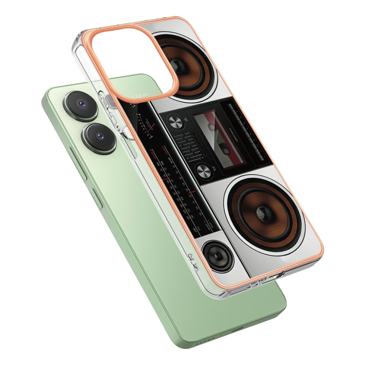 For Xiaomi Redmi Note 13 4G Global Electroplating Marble Dual-side IMD Phone Case(Retro Radio) - Note 13 Cases by PMC Jewellery | Online Shopping South Africa | PMC Jewellery | Buy Now Pay Later Mobicred