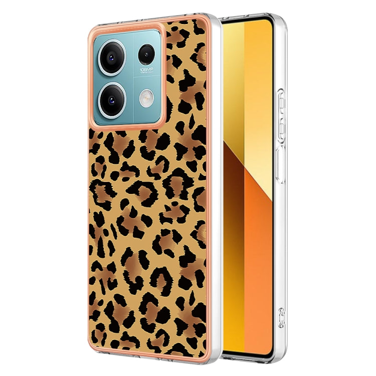 For Xiaomi Redmi Note 13 5G Electroplating Marble Dual-side IMD Phone Case(Leopard Print) - Note 13 Cases by PMC Jewellery | Online Shopping South Africa | PMC Jewellery | Buy Now Pay Later Mobicred