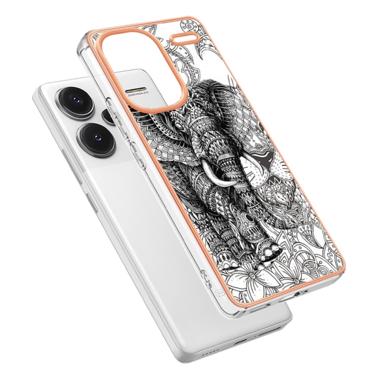 For Xiaomi Redmi Note 13 Pro+ 5G Electroplating Marble Dual-side IMD Phone Case(Totem Elephant) - Note 13 Pro+ Cases by PMC Jewellery | Online Shopping South Africa | PMC Jewellery | Buy Now Pay Later Mobicred