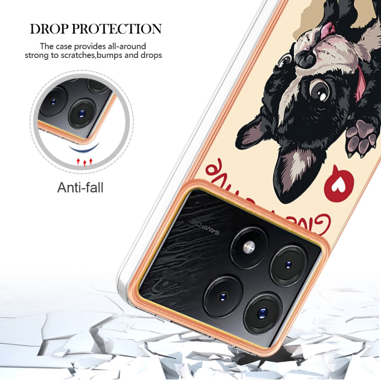 For Xiaomi Poco X6 Pro / Redmi K70E Electroplating Marble Dual-side IMD Phone Case(Lucky Dog) - K70E Cases by PMC Jewellery | Online Shopping South Africa | PMC Jewellery | Buy Now Pay Later Mobicred