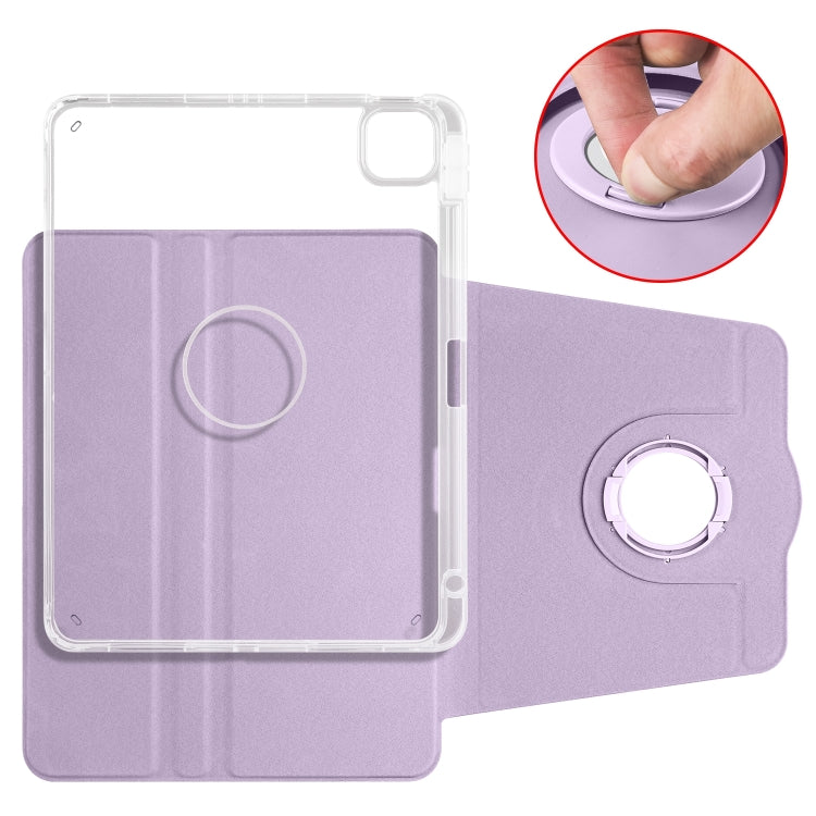 For iPad Pro 11 2024 Clear Acrylic 360 Rotation Detachable Leather Tablet Case(Light Purple) - iPad Pro 11 2024 Cases by PMC Jewellery | Online Shopping South Africa | PMC Jewellery | Buy Now Pay Later Mobicred