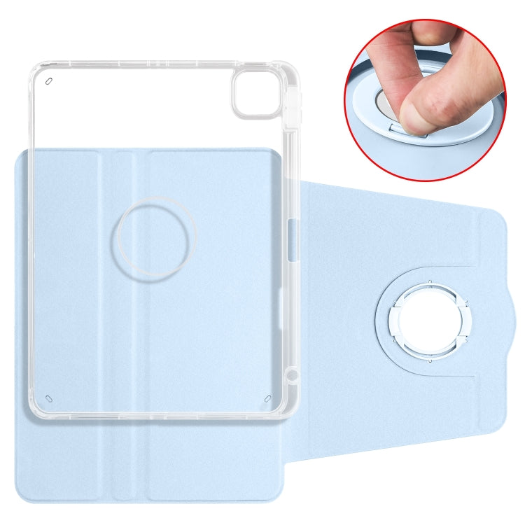 For iPad Pro 13 2024 Clear Acrylic 360 Rotation Detachable Leather Tablet Case(Ice Blue) - iPad Pro 13 2024 Cases by PMC Jewellery | Online Shopping South Africa | PMC Jewellery | Buy Now Pay Later Mobicred