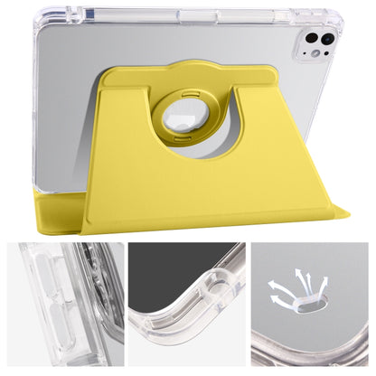 For iPad Pro 13 2024 Clear Acrylic 360 Rotation Detachable Leather Tablet Case(Yellow) - iPad Pro 13 2024 Cases by PMC Jewellery | Online Shopping South Africa | PMC Jewellery | Buy Now Pay Later Mobicred