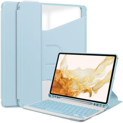 For Samsung Galaxy Tab S9+ 360 Rotation Transparent Smart Leather Case with Keyboard(Sky Blue) - Galaxy Tab S9+ Cases by PMC Jewellery | Online Shopping South Africa | PMC Jewellery | Buy Now Pay Later Mobicred