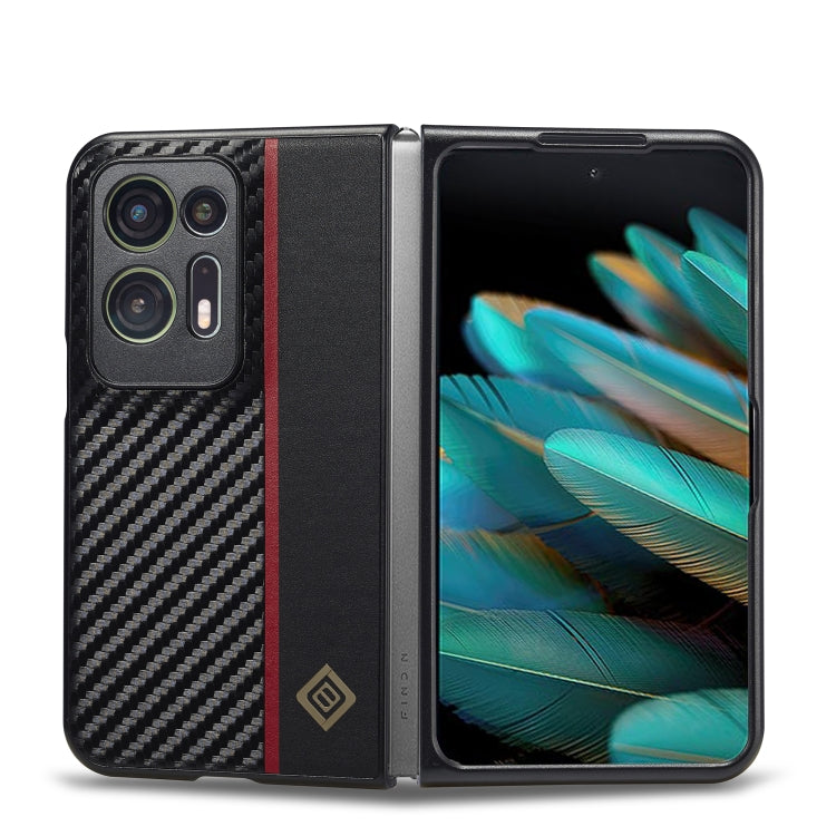 For OPPO Find N2 LC.IMEEKE 3 in 1 Carbon Fiber Texture Shockproof Phone Case(Black) - OPPO Cases by LC.IMEEKE | Online Shopping South Africa | PMC Jewellery | Buy Now Pay Later Mobicred