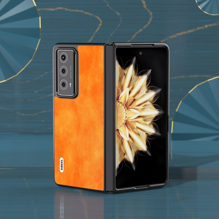 For Honor Magic V2 Dual Color Lichi Texture PU Phone Case(Orange) - Honor Cases by PMC Jewellery | Online Shopping South Africa | PMC Jewellery