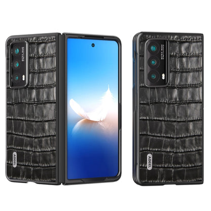 For Honor Magic Vs2 ABEEL Crocodile Texture Genuine Leather Phone Case(Black) - Honor Cases by PMC Jewellery | Online Shopping South Africa | PMC Jewellery | Buy Now Pay Later Mobicred