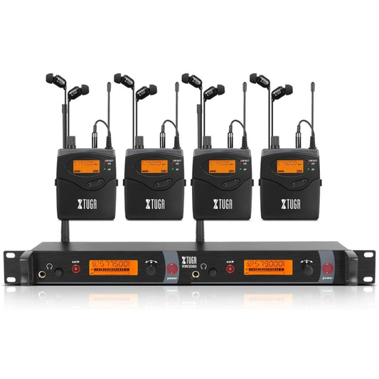 XTUGA RW2080 UHF Wireless Stage Singer In-Ear Monitor System 4 BodyPacks(EU Plug) - Microphone by XTUGA | Online Shopping South Africa | PMC Jewellery | Buy Now Pay Later Mobicred