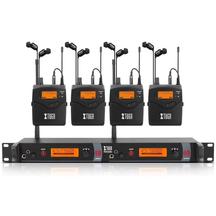 XTUGA RW2080 UHF Wireless Stage Singer In-Ear Monitor System 4 BodyPacks(AU Plug) - Microphone by XTUGA | Online Shopping South Africa | PMC Jewellery | Buy Now Pay Later Mobicred