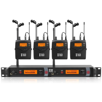 XTUGA RW2080 UHF Wireless Stage Singer In-Ear Monitor System 4 BodyPacks(UK Plug) - Microphone by XTUGA | Online Shopping South Africa | PMC Jewellery | Buy Now Pay Later Mobicred