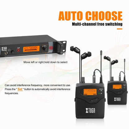 XTUGA RW2080 UHF Wireless Stage Singer In-Ear Monitor System 2 BodyPacks(AU Plug) - Microphone by XTUGA | Online Shopping South Africa | PMC Jewellery | Buy Now Pay Later Mobicred