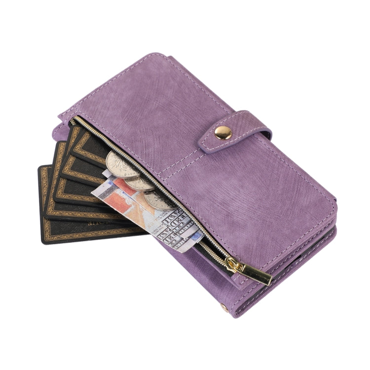 For Google Pixel 7a Dream 9-Card Wallet Zipper Bag Leather Phone Case(Purple) - Google Cases by PMC Jewellery | Online Shopping South Africa | PMC Jewellery | Buy Now Pay Later Mobicred