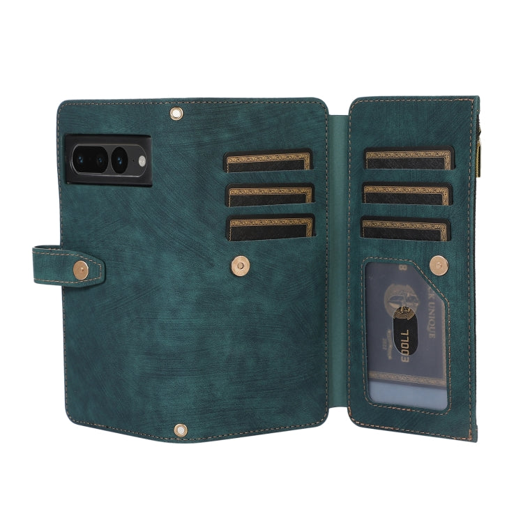 For Google Pixel 7 Pro Dream 9-Card Wallet Zipper Bag Leather Phone Case(Green) - Google Cases by PMC Jewellery | Online Shopping South Africa | PMC Jewellery | Buy Now Pay Later Mobicred