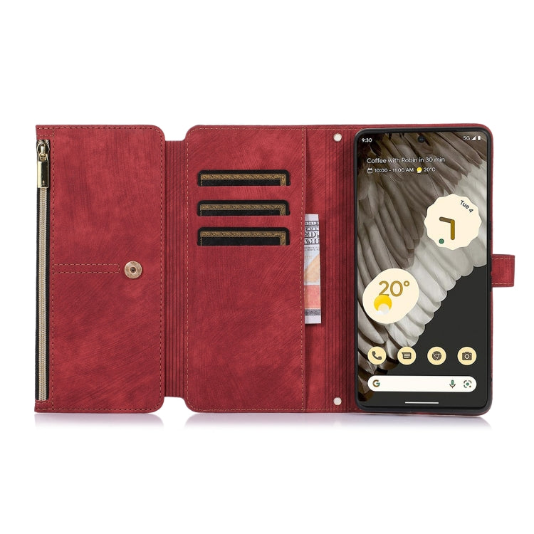 For Google Pixel 7 Pro Dream 9-Card Wallet Zipper Bag Leather Phone Case(Red) - Google Cases by PMC Jewellery | Online Shopping South Africa | PMC Jewellery | Buy Now Pay Later Mobicred