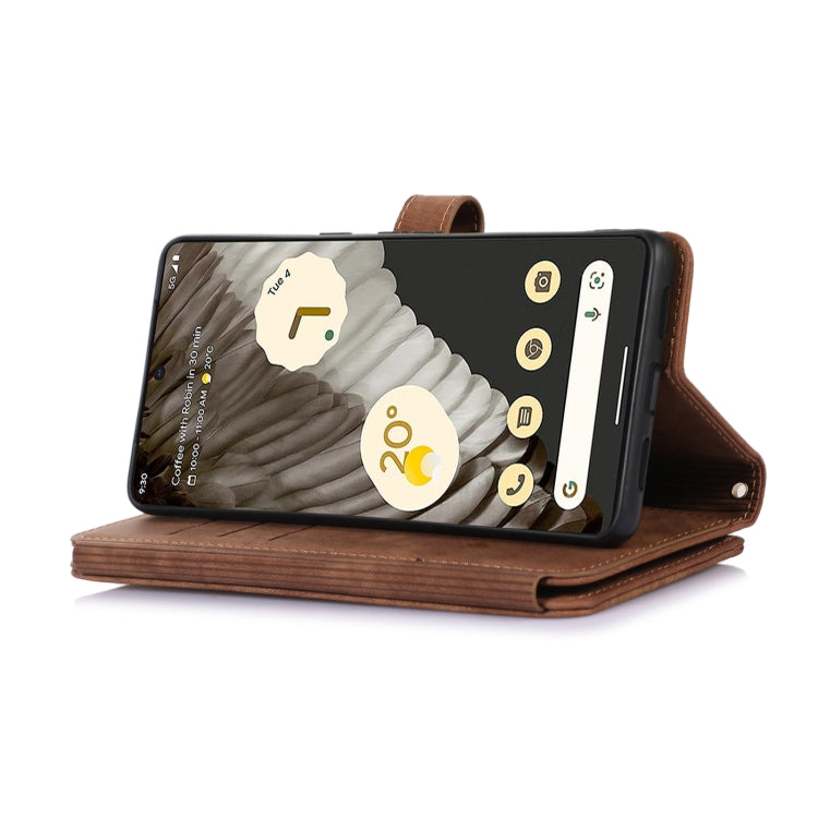 For Google Pixel 7 Pro Dream 9-Card Wallet Zipper Bag Leather Phone Case(Brown) - Google Cases by PMC TechLife | Online Shopping South Africa | PMC TechLife | Buy Now Pay Later Mobicred