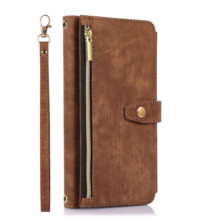 For Google Pixel 7 Dream 9-Card Wallet Zipper Bag Leather Phone Case(Brown) - Google Cases by PMC TechLife | Online Shopping South Africa | PMC TechLife | Buy Now Pay Later Mobicred