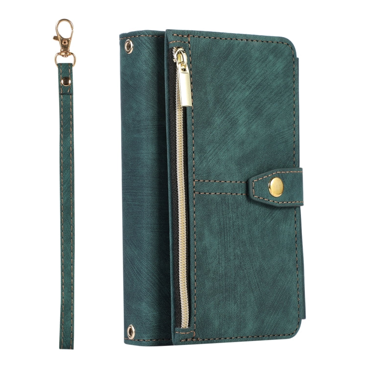 For Google Pixel Fold Dream 9-Card Wallet Zipper Bag Leather Phone Case(Green) - Google Cases by PMC Jewellery | Online Shopping South Africa | PMC Jewellery | Buy Now Pay Later Mobicred