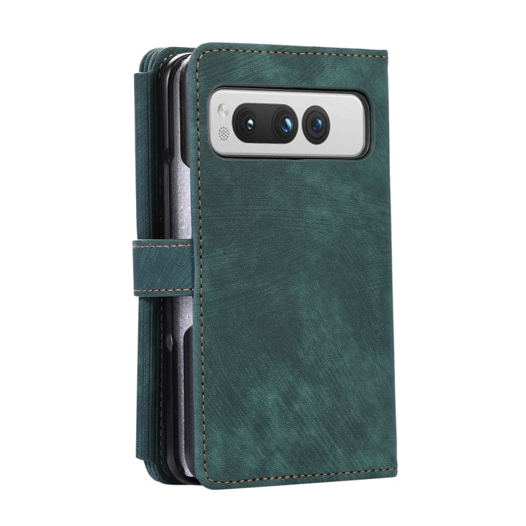 For Google Pixel Fold Dream 9-Card Wallet Zipper Bag Leather Phone Case(Green) - Google Cases by PMC Jewellery | Online Shopping South Africa | PMC Jewellery | Buy Now Pay Later Mobicred