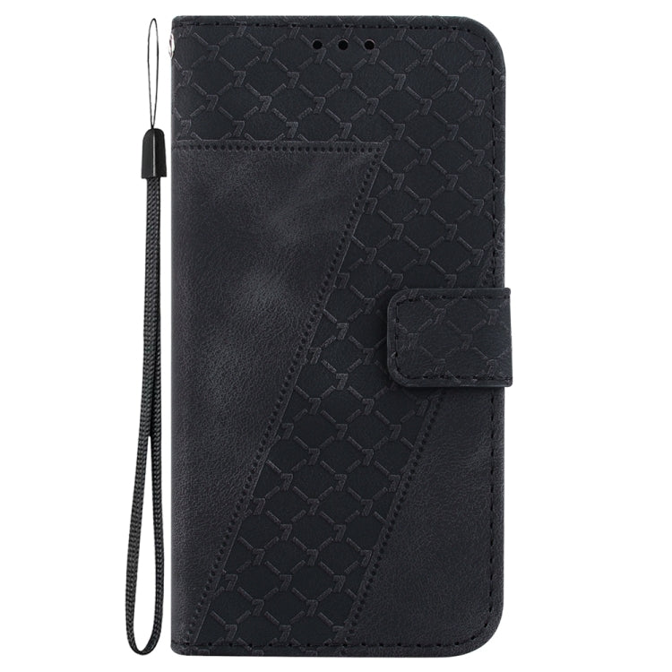 For Motorola Edge 2024 Seven-shaped Embossed Leather Phone Case(Black) - Motorola Cases by PMC Jewellery | Online Shopping South Africa | PMC Jewellery | Buy Now Pay Later Mobicred