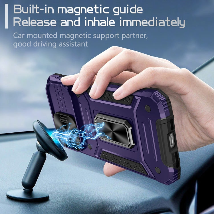 For iPhone 14 Pro Camshield Robot TPU Hybrid PC Phone Case(Purple) - iPhone 14 Pro Cases by PMC Jewellery | Online Shopping South Africa | PMC Jewellery