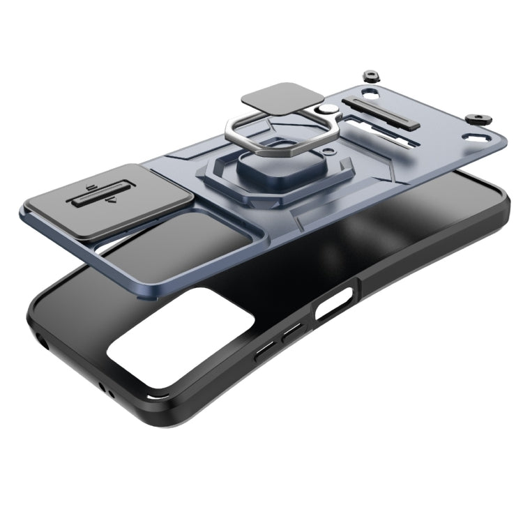 For Xiaomi Redmi Note 12 Turbo 5G Sliding Camshield TPU + PC Shockproof Phone Case with Holder(Black) - Xiaomi Cases by PMC TechLife | Online Shopping South Africa | PMC TechLife | Buy Now Pay Later Mobicred