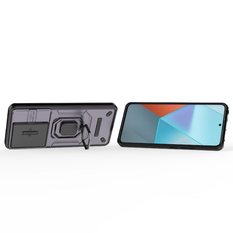 For Xiaomi Redmi Note 13 Pro 5G Sliding Camshield TPU + PC Shockproof Phone Case with Holder(Purple) - Note 13 Pro Cases by PMC TechLife | Online Shopping South Africa | PMC TechLife | Buy Now Pay Later Mobicred
