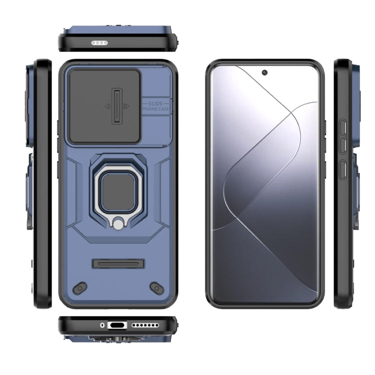 For Xiaomi 14 Pro 5G Sliding Camshield TPU + PC Shockproof Phone Case with Holder(Blue) - free shipping - PMC TechLife - Order now!