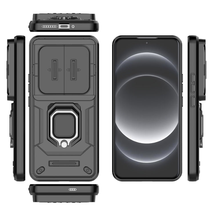 For Xiaomi 14 Ultra Sliding Camshield TPU + PC Shockproof Phone Case with Holder(Black) - 14 Ultra Cases by PMC TechLife | Online Shopping South Africa | PMC TechLife | Buy Now Pay Later Mobicred