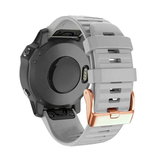 For Garmin Fenix 7S / 6S Pro / 5S Plus 20mm Rose Gold Buckle Quick Release Silicone Watch Band(Grey) - Watch Bands by PMC Jewellery | Online Shopping South Africa | PMC Jewellery