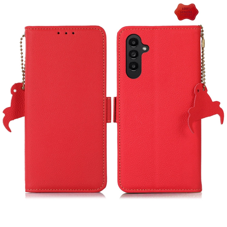 For Samsung Galaxy S24+ Side-Magnetic TJ Genuine Leather RFID Phone Case(Red) - Galaxy Phone Cases by PMC Jewellery | Online Shopping South Africa | PMC Jewellery | Buy Now Pay Later Mobicred