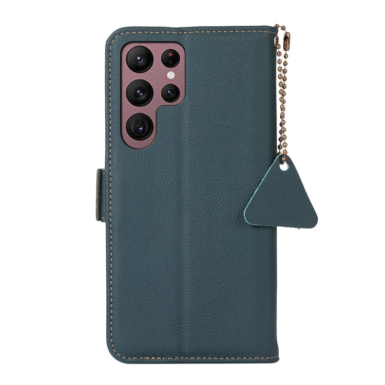 For Samsung Galaxy S24 Ultra Side-Magnetic TJ Genuine Leather RFID Phone Case(Green) - Galaxy Phone Cases by PMC Jewellery | Online Shopping South Africa | PMC Jewellery | Buy Now Pay Later Mobicred