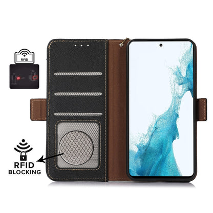 For Samsung Galaxy S24 Side-Magnetic TJ Genuine Leather RFID Phone Case(Black) - Galaxy Phone Cases by PMC Jewellery | Online Shopping South Africa | PMC Jewellery | Buy Now Pay Later Mobicred