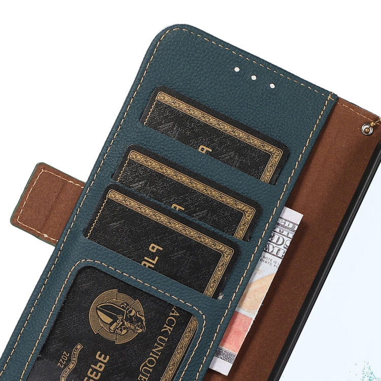 For Samsung Galaxy S24 Side-Magnetic TJ Genuine Leather RFID Phone Case(Green) - Galaxy Phone Cases by PMC Jewellery | Online Shopping South Africa | PMC Jewellery | Buy Now Pay Later Mobicred