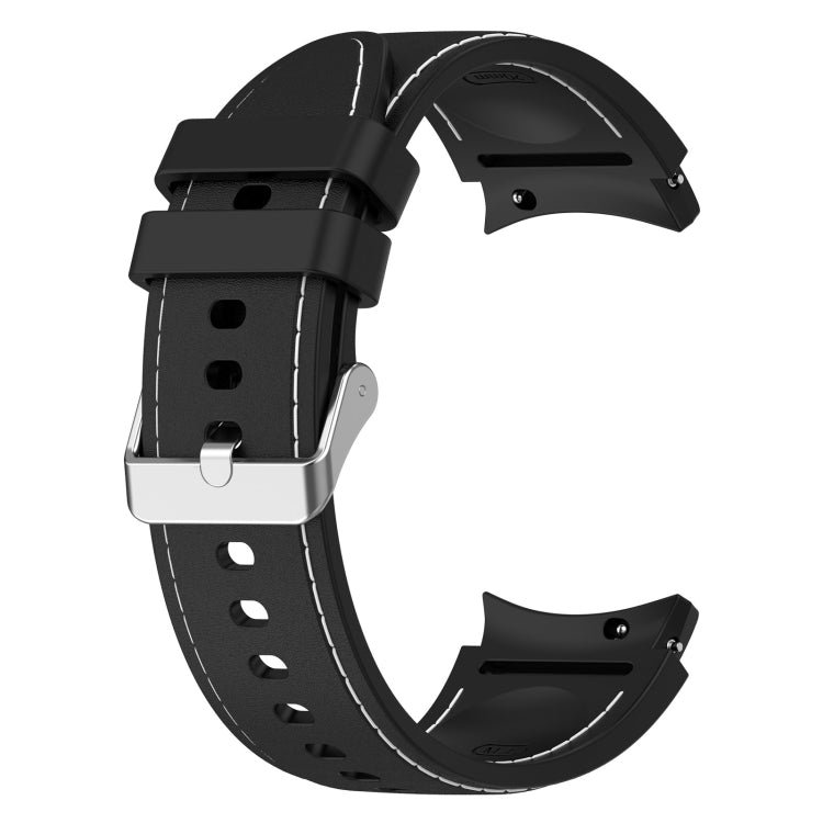 For Samsung Galaxy Watch 6 / 6 Classic Leather Silicone Watch Band(Black+White) - Watch Bands by PMC Jewellery | Online Shopping South Africa | PMC Jewellery