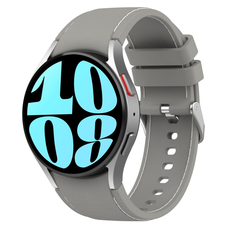 For Samsung Galaxy Watch 6 / 6 Classic Leather Silicone Watch Band(Grey) - Watch Bands by PMC TechLife | Online Shopping South Africa | PMC TechLife