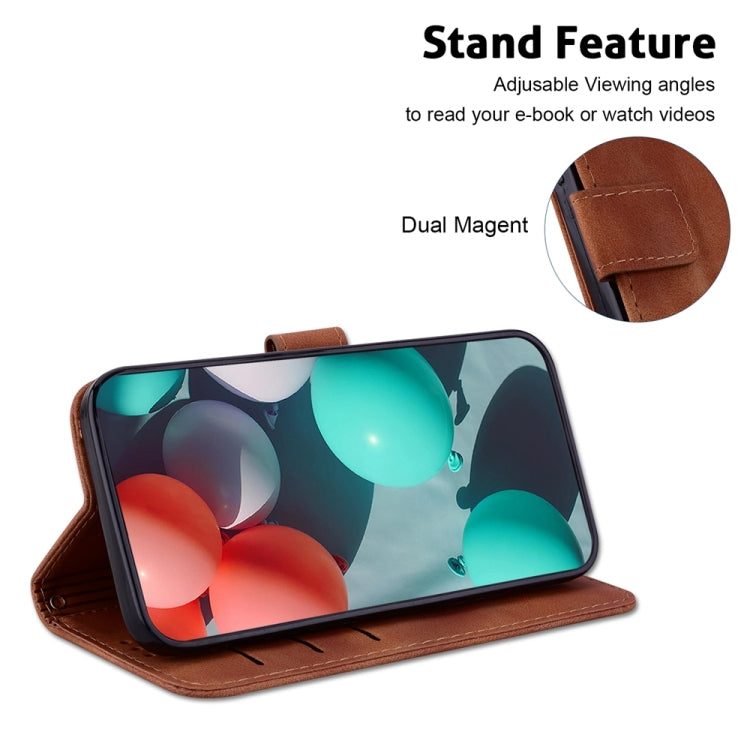 For OPPO A38 4G / A18 7-shaped Embossed Leather Phone Case(Brown) - A38 Cases by PMC Jewellery | Online Shopping South Africa | PMC Jewellery | Buy Now Pay Later Mobicred