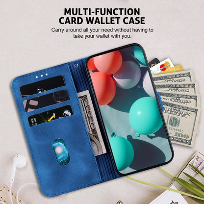 For OPPO Reno11 Global 7-shaped Embossed Leather Phone Case(Blue) -  by PMC Jewellery | Online Shopping South Africa | PMC Jewellery | Buy Now Pay Later Mobicred