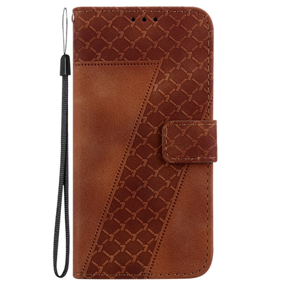 For OPPO Reno 11 Pro 5G Global 7-shaped Embossed Leather Phone Case(Brown) - Reno11 Pro Cases by PMC Jewellery | Online Shopping South Africa | PMC Jewellery | Buy Now Pay Later Mobicred