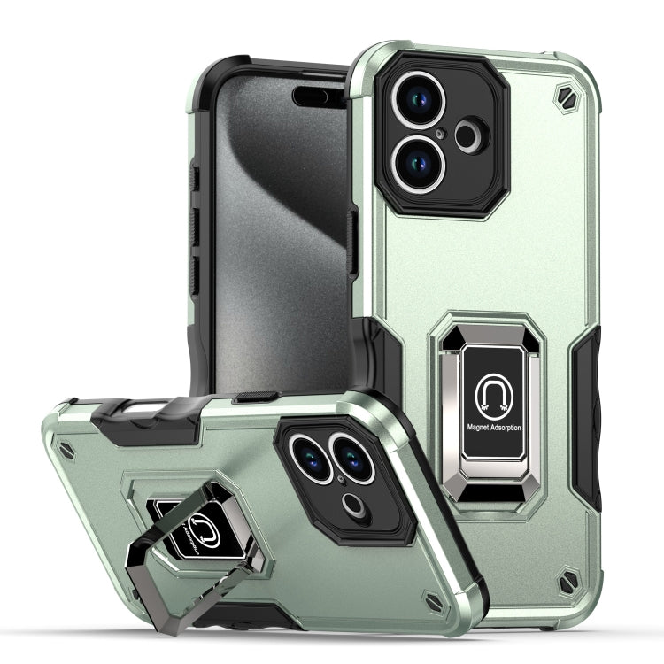 For iPhone 16 Ring Holder Non-slip Shockproof Armor Phone Case(Mint Green) - iPhone 16 Cases by PMC Jewellery | Online Shopping South Africa | PMC Jewellery | Buy Now Pay Later Mobicred