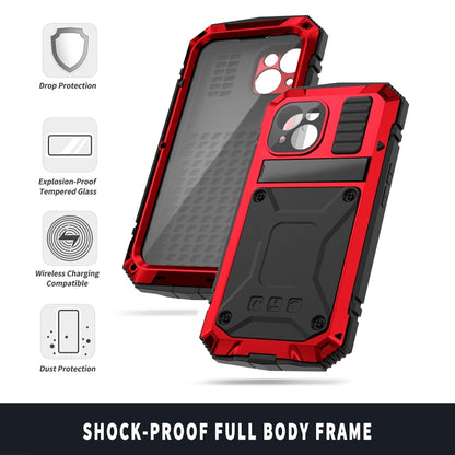 For iPhone 15 Plus R-JUST Shockproof Life Waterproof Dust-proof Metal + Silicone Phone Case with Holder(Red) - iPhone 15 Plus Cases by R-JUST | Online Shopping South Africa | PMC Jewellery