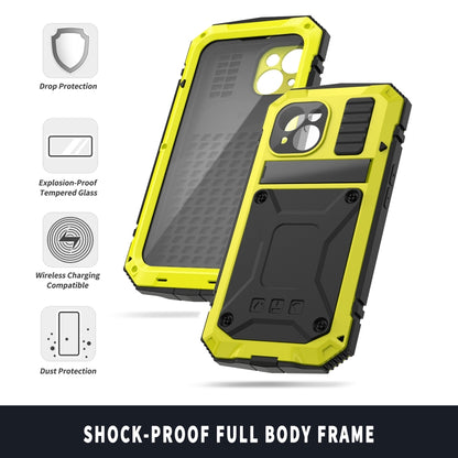 For iPhone 15 Plus R-JUST Shockproof Life Waterproof Dust-proof Metal + Silicone Phone Case with Holder(Yellow) - iPhone 15 Plus Cases by R-JUST | Online Shopping South Africa | PMC Jewellery