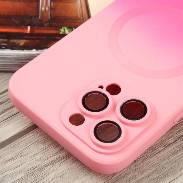 For iPhone 15 Liquid TPU Silicone Gradient MagSafe Phone Case(Pink Red) - iPhone 15 Cases by PMC TechLife | Online Shopping South Africa | PMC TechLife