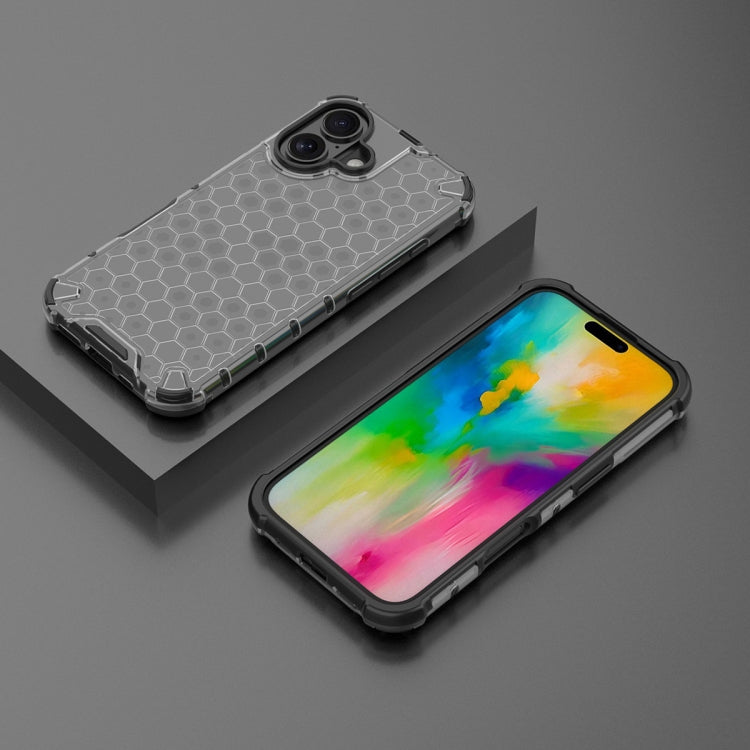For iPhone 16 Honeycomb Shockproof Phone Case(Black) - iPhone 16 Cases by PMC TechLife | Online Shopping South Africa | PMC TechLife | Buy Now Pay Later Mobicred
