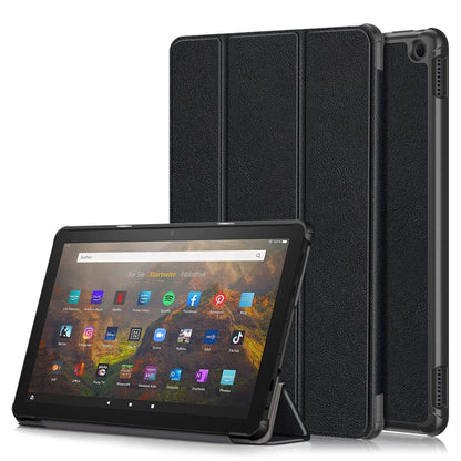 For Amazon Fire  HD 10 2023  Custer Pure Color 3-Fold Holder Smart Leather Tablet Case(Black) - Amazon by PMC Jewellery | Online Shopping South Africa | PMC Jewellery | Buy Now Pay Later Mobicred