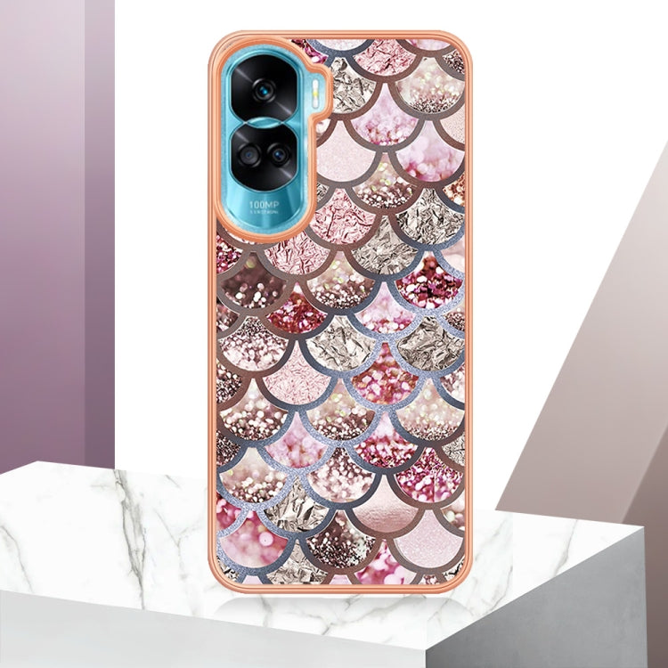 For Honor 90 Lite 5G Electroplating IMD TPU Phone Case(Pink Scales) - Honor Cases by PMC Jewellery | Online Shopping South Africa | PMC Jewellery | Buy Now Pay Later Mobicred