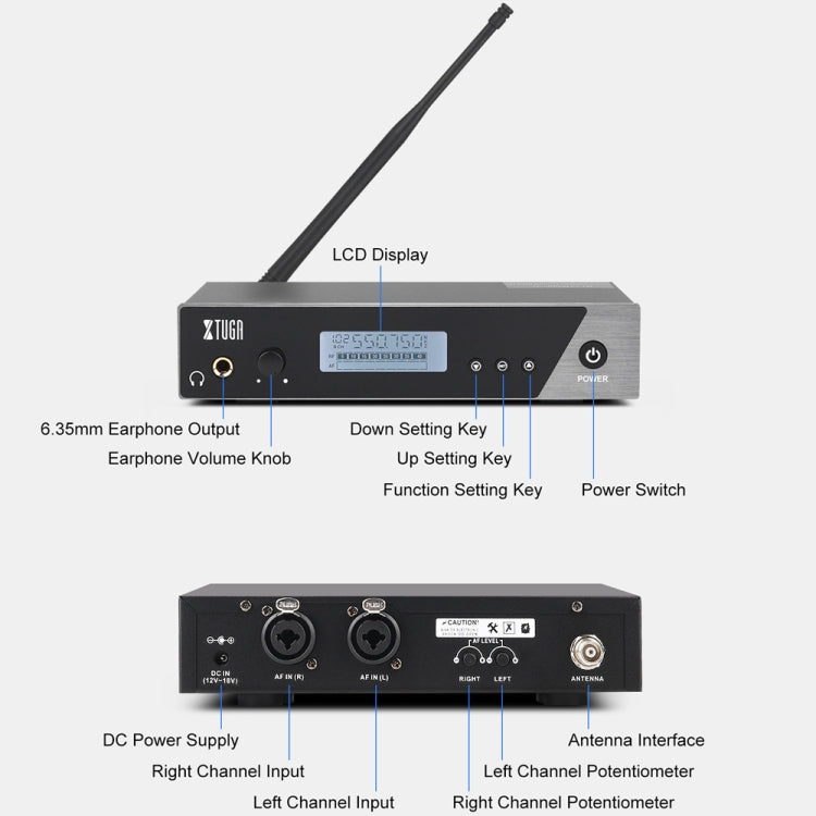 XTUGA  IEM1100 Professional Wireless In Ear Monitor System 2 BodyPacks(UK Plug) - Microphone by XTUGA | Online Shopping South Africa | PMC Jewellery | Buy Now Pay Later Mobicred